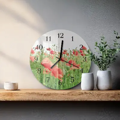 Klok glas met opdruk rond Klaprozen