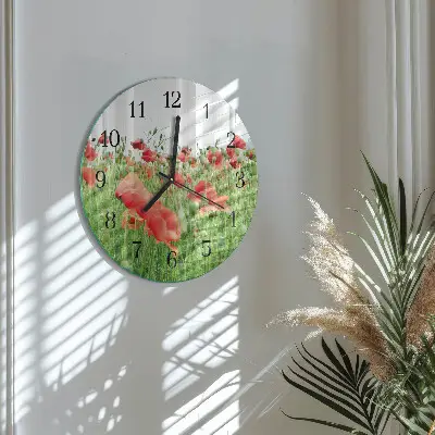 Klok glas met opdruk rond Klaprozen