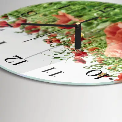 Klok glas met opdruk rond Klaprozen
