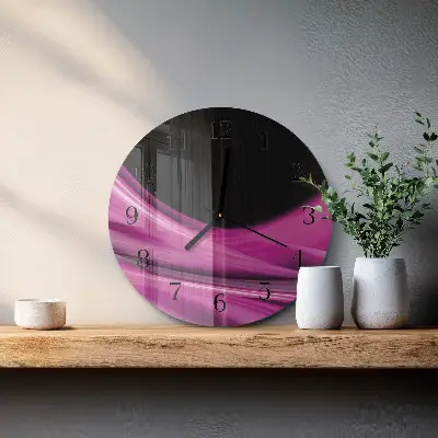 Ronde glazen klok Abstracte lijnen