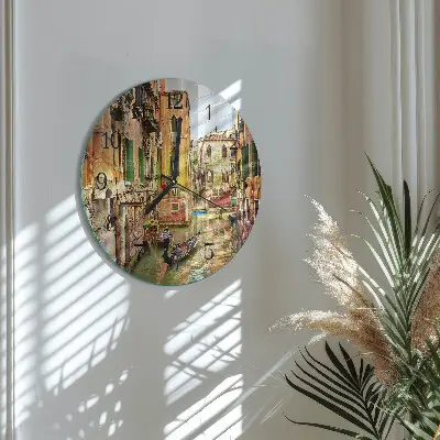 Klok glas met opdruk rond Venetiaanse boot