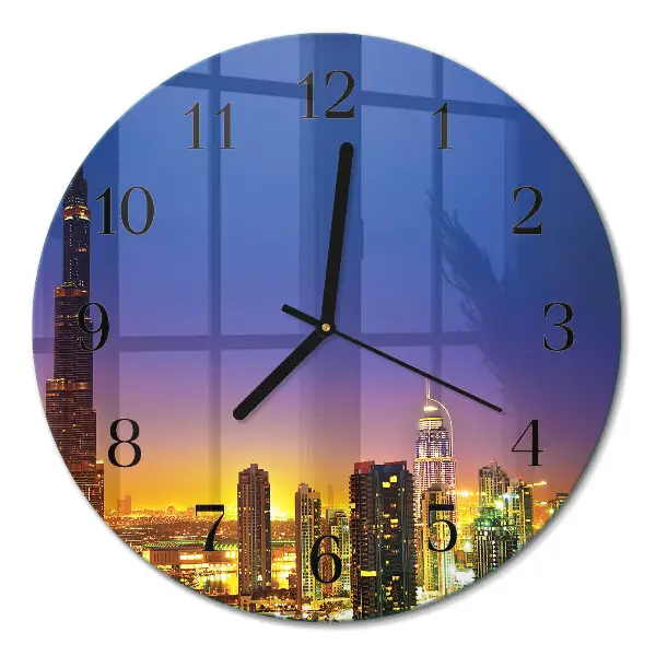 Ronde glazen wandklok Dubai horizon