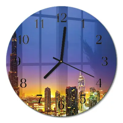 Ronde glazen wandklok Dubai horizon