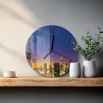 Ronde glazen wandklok Dubai horizon