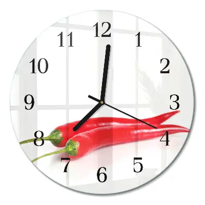 Wandklok glas decoratie rond Chilipepers