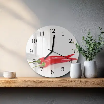 Wandklok glas decoratie rond Chilipepers