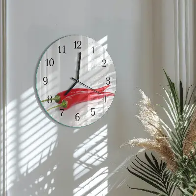 Wandklok glas decoratie rond Chilipepers