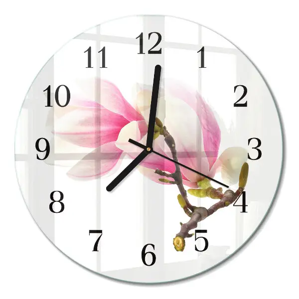 Ronde glas klok Magnolia bloem