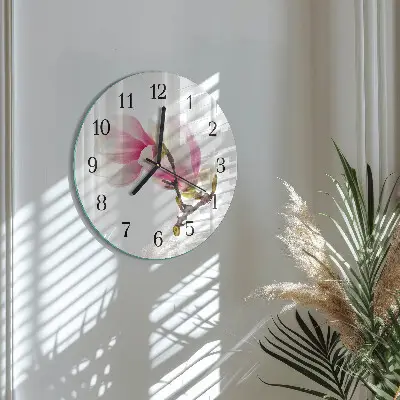 Ronde glas klok Magnolia bloem