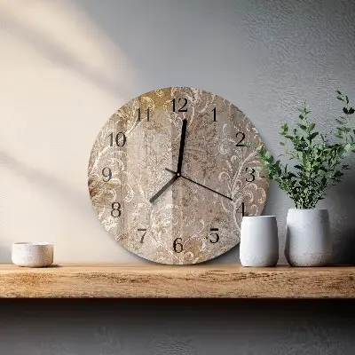 Ronde glas klok Bloemenpatroon