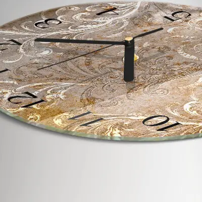 Ronde glas klok Bloemenpatroon