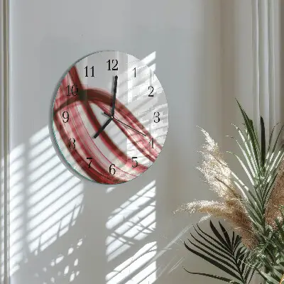 Ronde glazen wandklok Abstracte lijnen