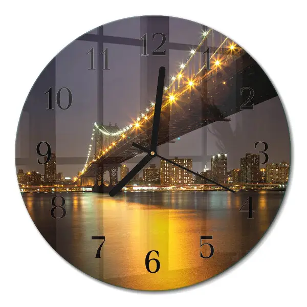 Wandklok glas decoratie rond De brug aan de horizon