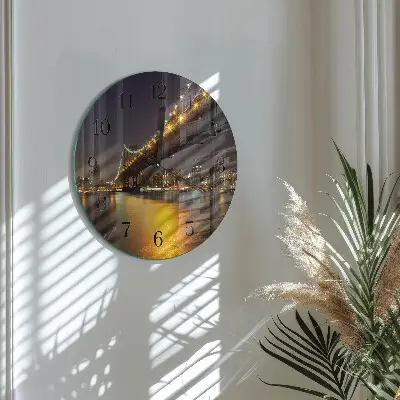 Wandklok glas decoratie rond De brug aan de horizon
