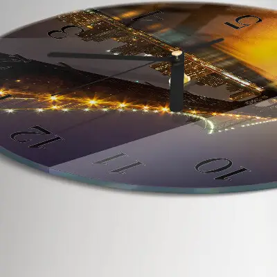 Wandklok glas decoratie rond De brug aan de horizon