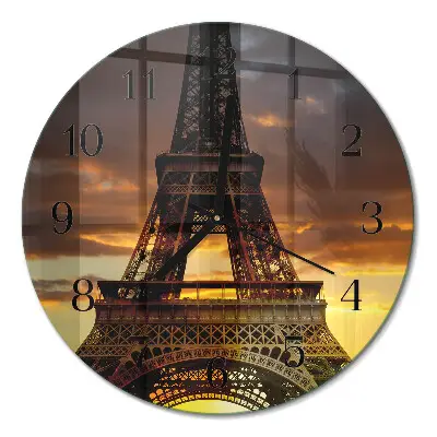 Wandklok glas decoratie rond Eiffeltoren parijs