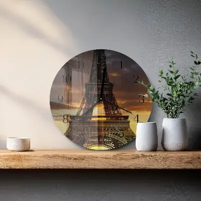 Wandklok glas decoratie rond Eiffeltoren parijs