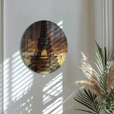 Wandklok glas decoratie rond Eiffeltoren parijs