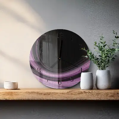 Ronde glazen klok Abstracte lijnen