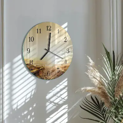 Ronde glazen wandklok Strandpad