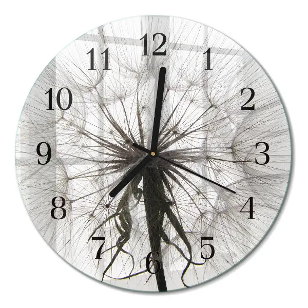 Wandklok glas decoratie rond Paardebloem
