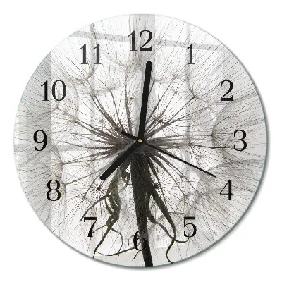 Wandklok glas decoratie rond Paardebloem