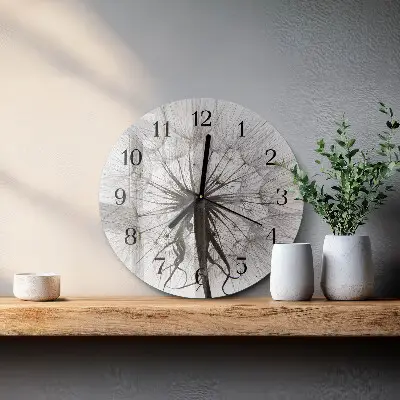 Wandklok glas decoratie rond Paardebloem