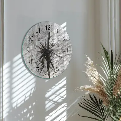 Wandklok glas decoratie rond Paardebloem