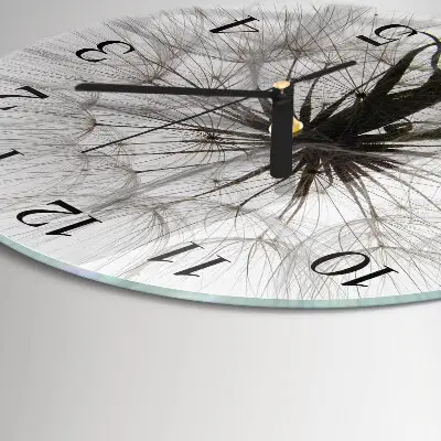 Wandklok glas decoratie rond Paardebloem
