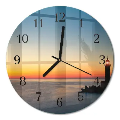 Ronde glazen klok Vuurtoren zee