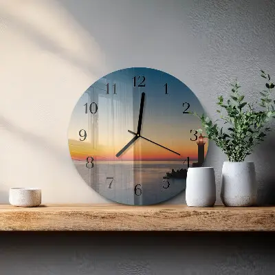 Ronde glazen klok Vuurtoren zee