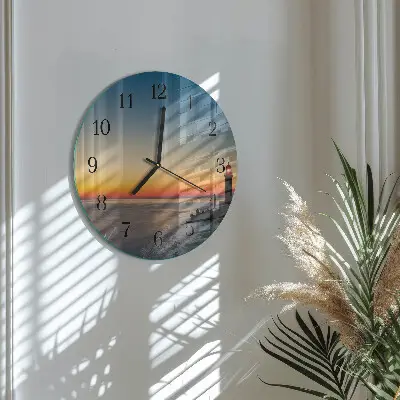 Ronde glazen klok Vuurtoren zee