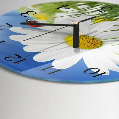 Ronde glas klok De bloem en het lieveheersbeestje