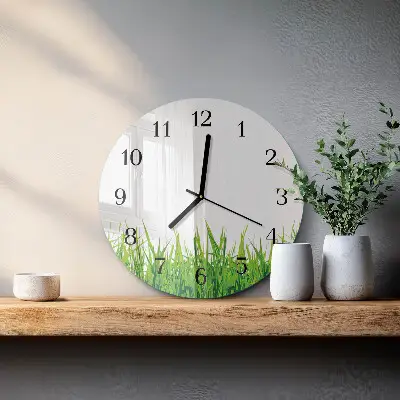 Ronde glazen klok Gras