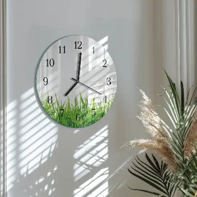 Ronde glazen klok Gras
