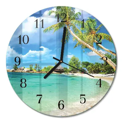 Klok glas met opdruk rond Palmbomen op het strand