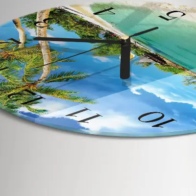Klok glas met opdruk rond Palmbomen op het strand