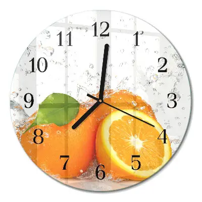 Wandklok glas decoratie rond Sinaasappels