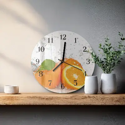 Wandklok glas decoratie rond Sinaasappels
