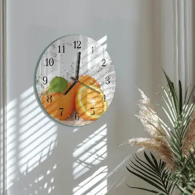 Wandklok glas decoratie rond Sinaasappels