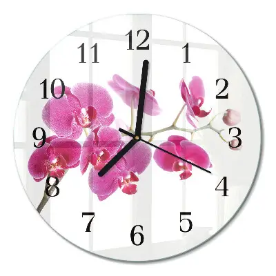 Ronde glas klok Orchidee
