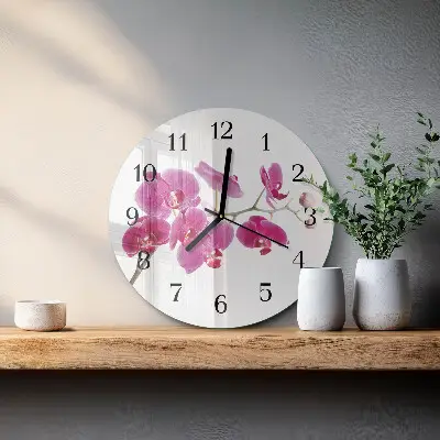 Ronde glas klok Orchidee