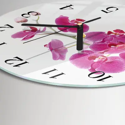 Ronde glas klok Orchidee