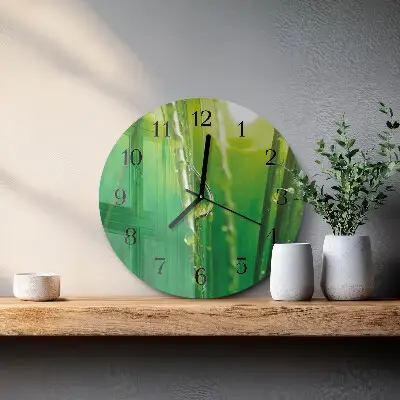 Ronde glas klok Druppels op het gras