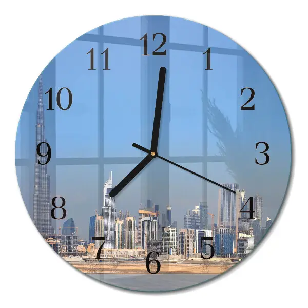 Klok glas met opdruk rond Dubai horizon