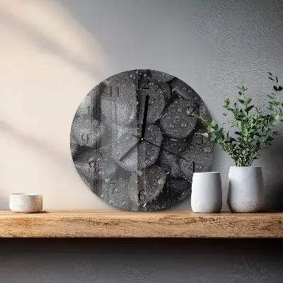 Wandklok glas decoratie rond Stenen water