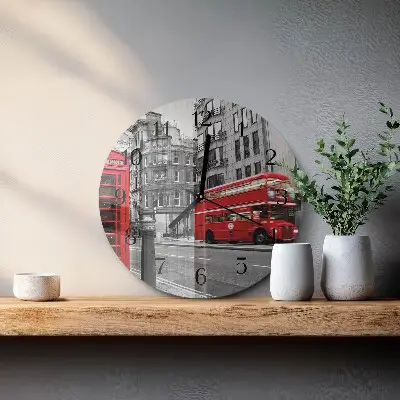 Klok glas met opdruk rond Rode bus