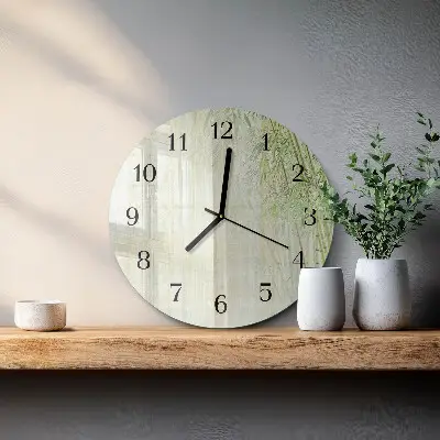 Ronde glazen wandklok Bamboe