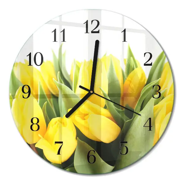 Wandklok glas decoratie rond Tulpen
