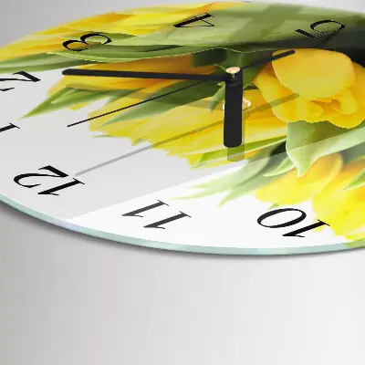 Wandklok glas decoratie rond Tulpen